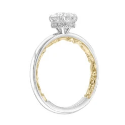 ArtCarved Bridal Artcarved Bridal Semi-Mounted With Side Stones Classic Lyric Engagement Ring Aileen 14K White Gold Primary & 14K Yellow Gold