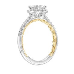 ArtCarved Bridal Artcarved Bridal Mounted With CZ Center Classic Lyric Halo Engagement Ring Theda 14K White Gold Primary & 14K Yellow Gold