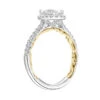 ArtCarved Bridal Artcarved Bridal Semi-Mounted With Side Stones Classic Lyric Halo Engagement Ring Falyn 14K White Gold Primary & 14K Yellow Gold