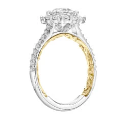 ArtCarved Bridal Artcarved Bridal Mounted With CZ Center Classic Lyric Halo Engagement Ring Cherise 14K White Gold Primary & 14K Yellow Gold
