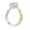 ArtCarved Bridal Artcarved Bridal Semi-Mounted With Side Stones Contemporary Lyric Halo Engagement Ring Ainsley 18K White Gold Primary & 18K Yellow Gold