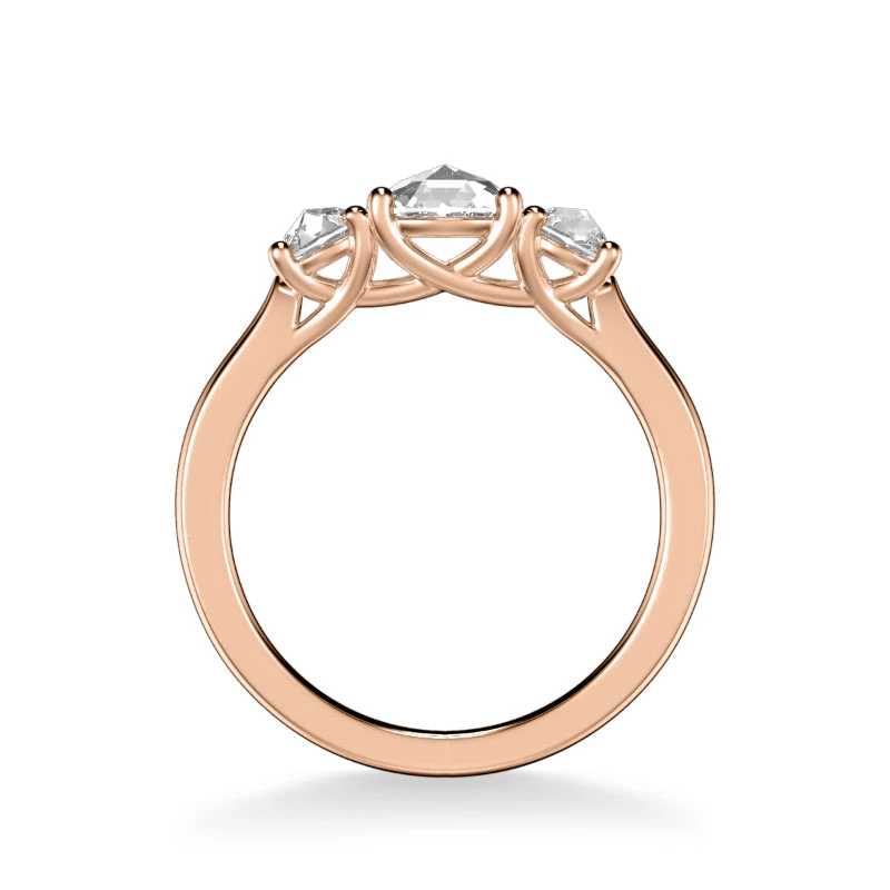 ArtCarved Bridal Artcarved Bridal Mounted Mined Live Center Classic Rose Goldcut 3-Stone Engagement Ring 18K Rose Gold - Image 3