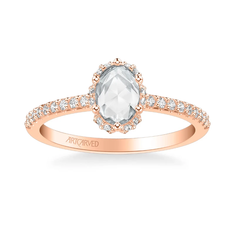 ArtCarved Bridal Artcarved Bridal Mounted Mined Live Center Classic Halo Engagement Ring Madelyn 14K Rose Gold - Image 2