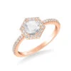 ArtCarved Bridal Artcarved Bridal Mounted Mined Live Center Contemporary Rose Goldcut Halo Engagement Ring Angelyn 18K Rose Gold