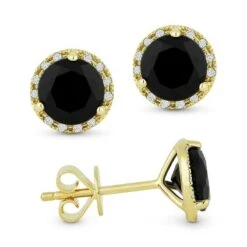 Madison L Madison L 14k Yellow Gold Onyx Earring