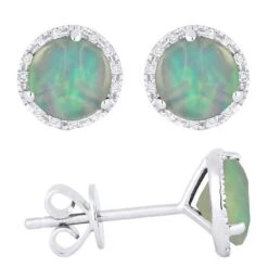 Madison L Madison L 14k White Gold Opal Earring