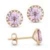Madison L Madison L 14k Rose Gold Pink Amethyst Earring