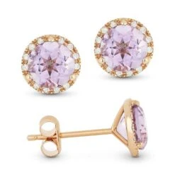 Madison L Madison L 14k Rose Gold Pink Amethyst Earring