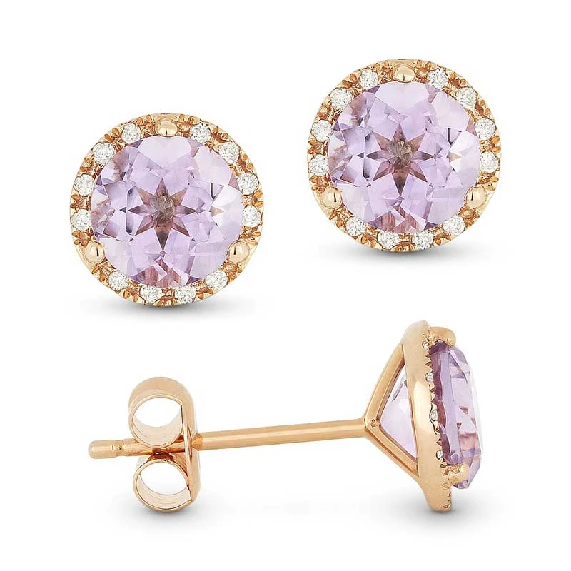 Madison L Madison L 14k Rose Gold Pink Amethyst Earring