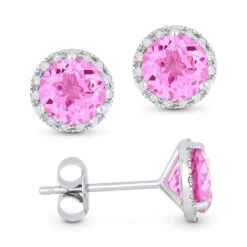 Madison L Madison L 14k White Gold Pink Sapphire Earring