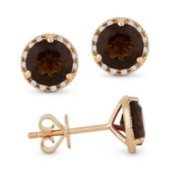 Madison L Madison L 14k Rose Gold Smokey Topaz Earring
