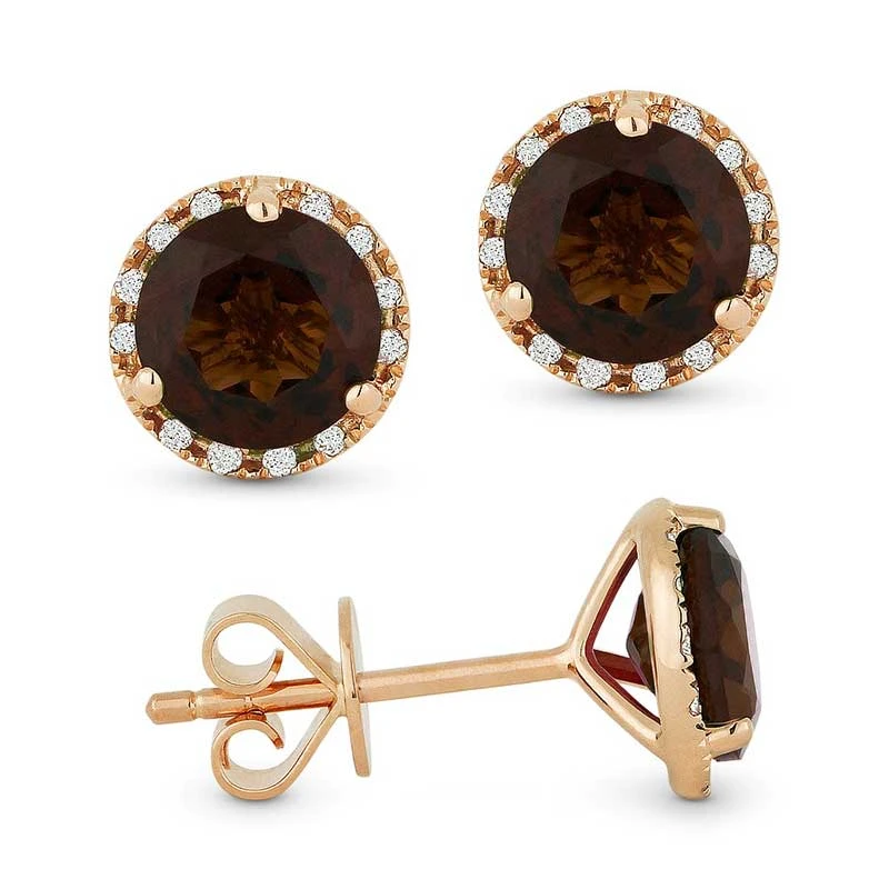 Madison L Madison L 14k Rose Gold Smokey Topaz Earring
