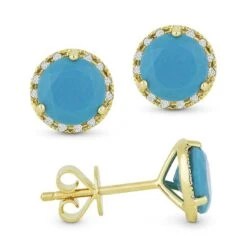 Madison L Madison L 14k Yellow Gold Turquoise Earring