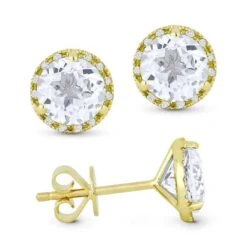 Madison L Madison L 14k Yellow Gold White Topaz Earring