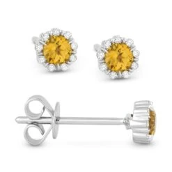 Madison L Madison L 14k White Gold Citrine & Diamond Earring