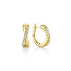 Gabriel & Co. Fashion Gabriel & Co. 14k Yellow Gold Contemporary Diamond Huggie Earrings