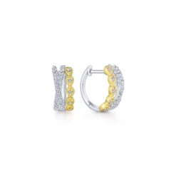 Gabriel & Co. Fashion Gabriel & Co. 14k Two Tone Contemporary Diamond Huggie Earrings
