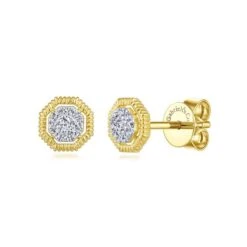 Gabriel & Co. Fashion Gabriel & Co. 14k Yellow Gold Contemporary Diamond Stud Earrings