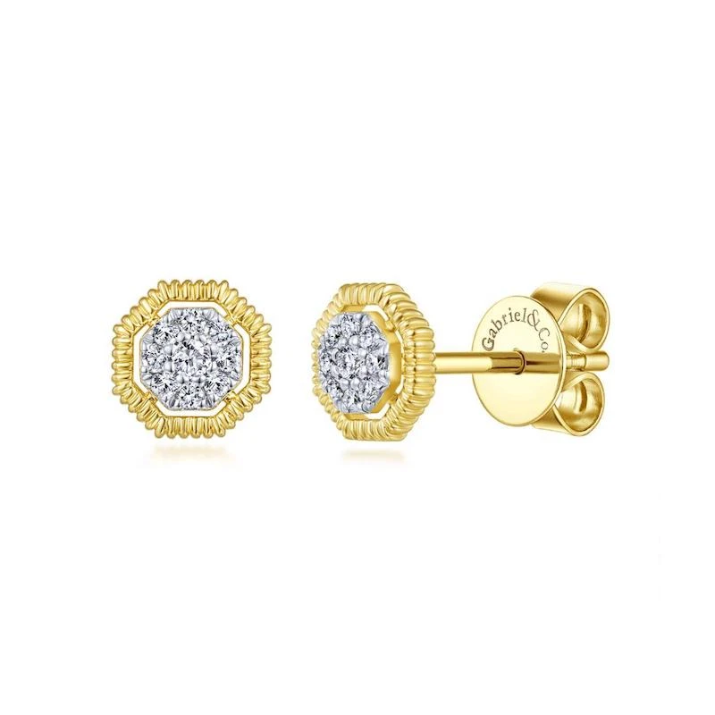 Gabriel & Co. Fashion Gabriel & Co. 14k Yellow Gold Contemporary Diamond Stud Earrings