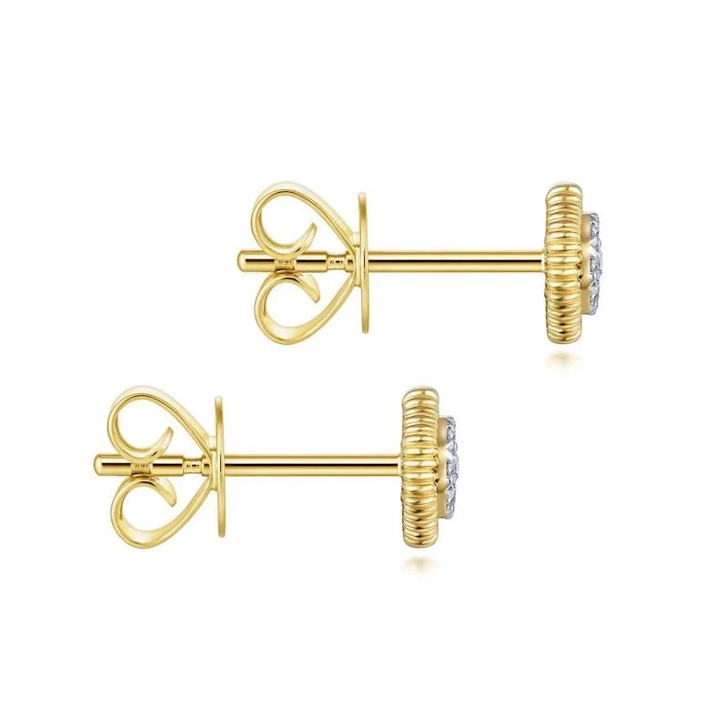 Gabriel & Co. Fashion Gabriel & Co. 14k Yellow Gold Contemporary Diamond Stud Earrings - Image 3
