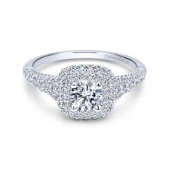 Gabriel & Co. Gabriel & Co. 14k White Gold Contemporary Double Halo Engagement Ring