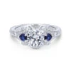 Gabriel & Co. Gabriel & Co. 14k White Gold Victorian 3 Stone Diamond & Gemstone Engagement Ring