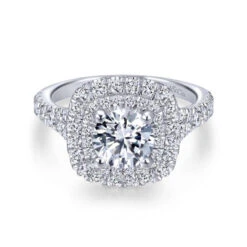 Gabriel & Co. Gabriel & Co. 14k White Gold Entwined Double Halo Engagement Ring