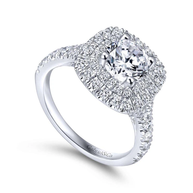 Gabriel & Co. Gabriel & Co. 14k White Gold Entwined Double Halo Engagement Ring - Image 3