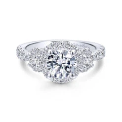 Gabriel & Co. Gabriel & Co. 14k White Gold Entwined 3 Stone Engagement Ring