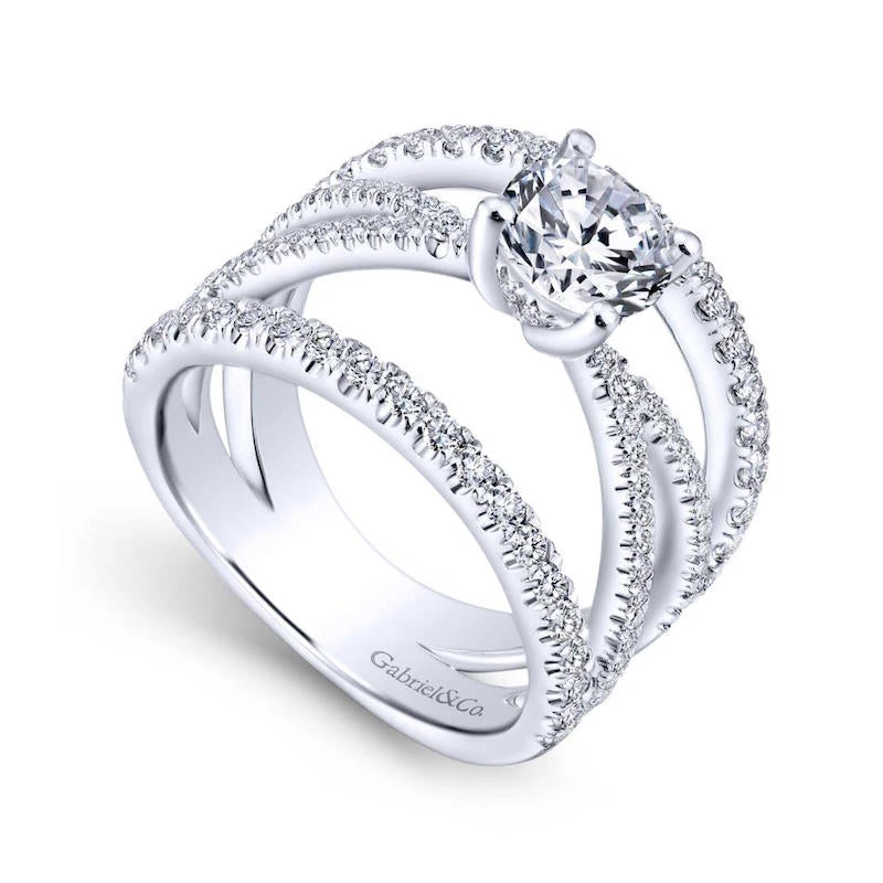 Gabriel & Co. Gabriel & Co. 14k White Gold Nova Free Form Engagement Ring - Image 3