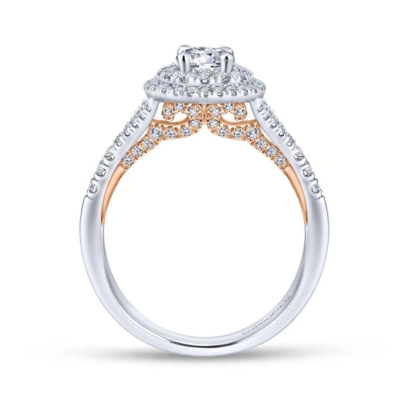 Gabriel & Co. Gabriel & Co. 14k Two Tone Gold Contemporary Double Halo Engagement Ring - Image 2
