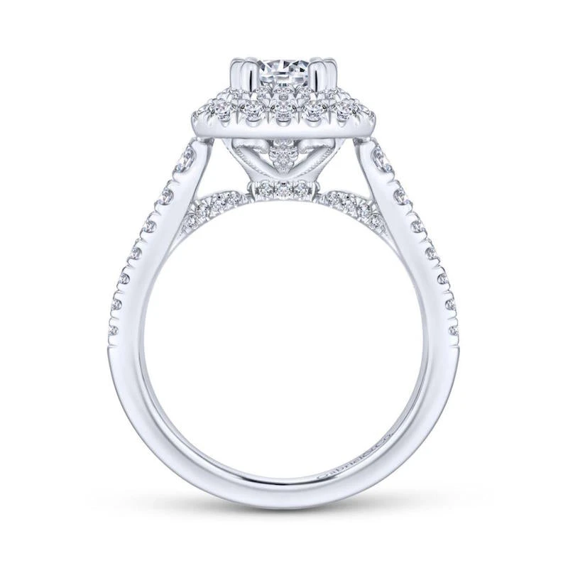 Gabriel & Co. Gabriel & Co. 14k White Gold Rosette Double Halo Engagement Ring - Image 2
