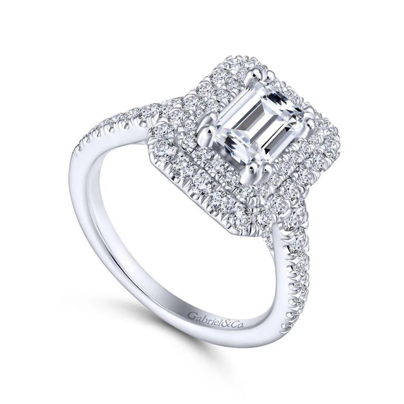 Gabriel & Co. Gabriel & Co. 14k White Gold Rosette Double Halo Engagement Ring - Image 3