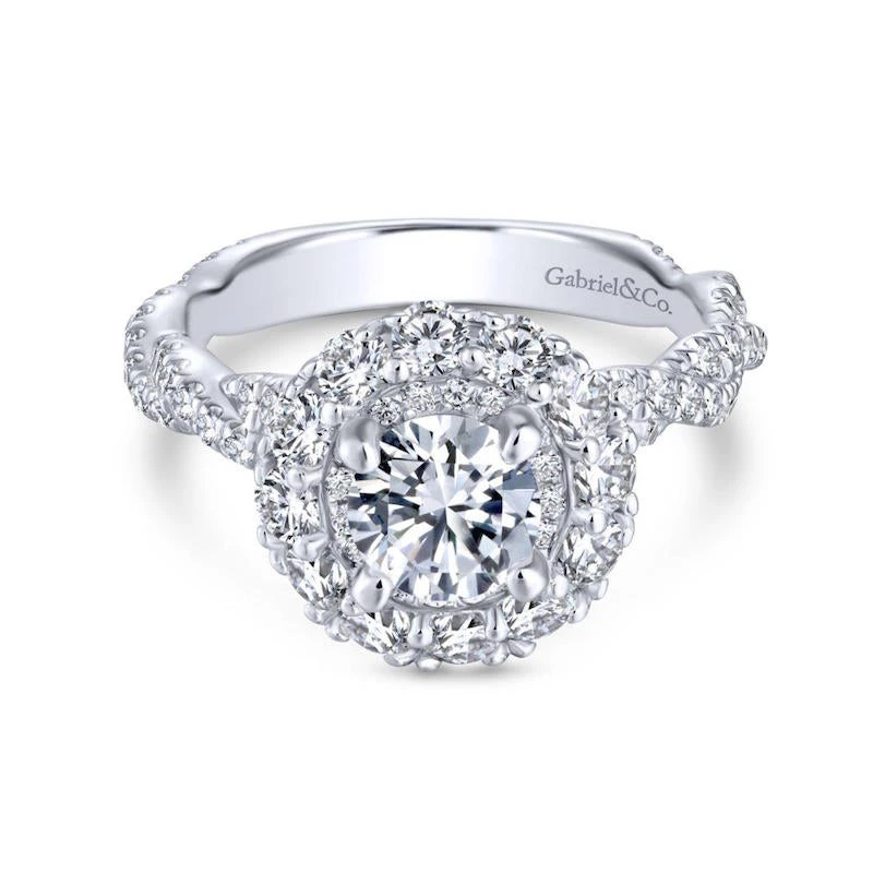 Gabriel & Co. Gabriel & Co. 14k White Gold Embrace Double Halo Engagement Ring