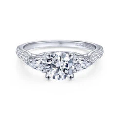 Gabriel & Co. Gabriel & Co. 14k White Gold Art Deco Straight Engagement Ring