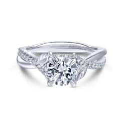 Gabriel & Co. Gabriel & Co. 14k White Gold Floral Twisted Engagement Ring