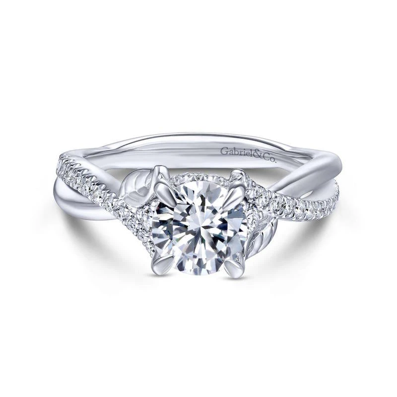 Gabriel & Co. Gabriel & Co. 14k White Gold Floral Twisted Engagement Ring