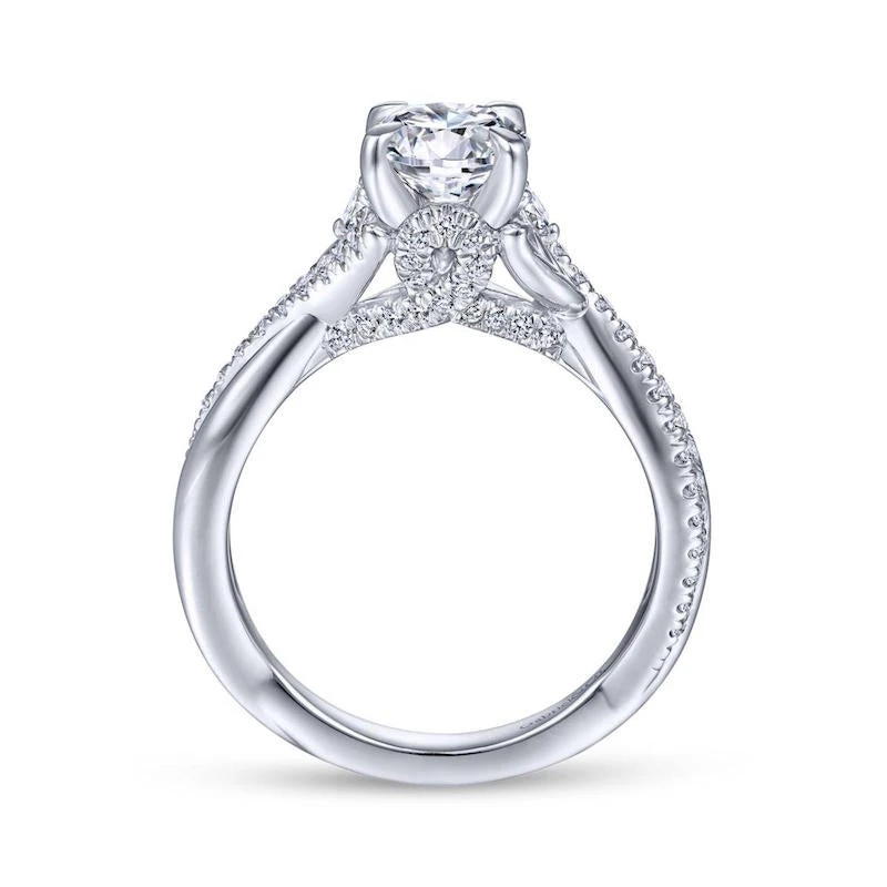 Gabriel & Co. Gabriel & Co. 14k White Gold Floral Twisted Engagement Ring - Image 2
