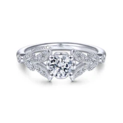 Gabriel & Co. Gabriel & Co. 14k White Gold Victorian Split Shank Engagement Ring