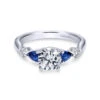 Gabriel & Co. Gabriel & Co. 14k White Gold Contemporary 3 Stone Diamond & Gemstone Engagement Ring