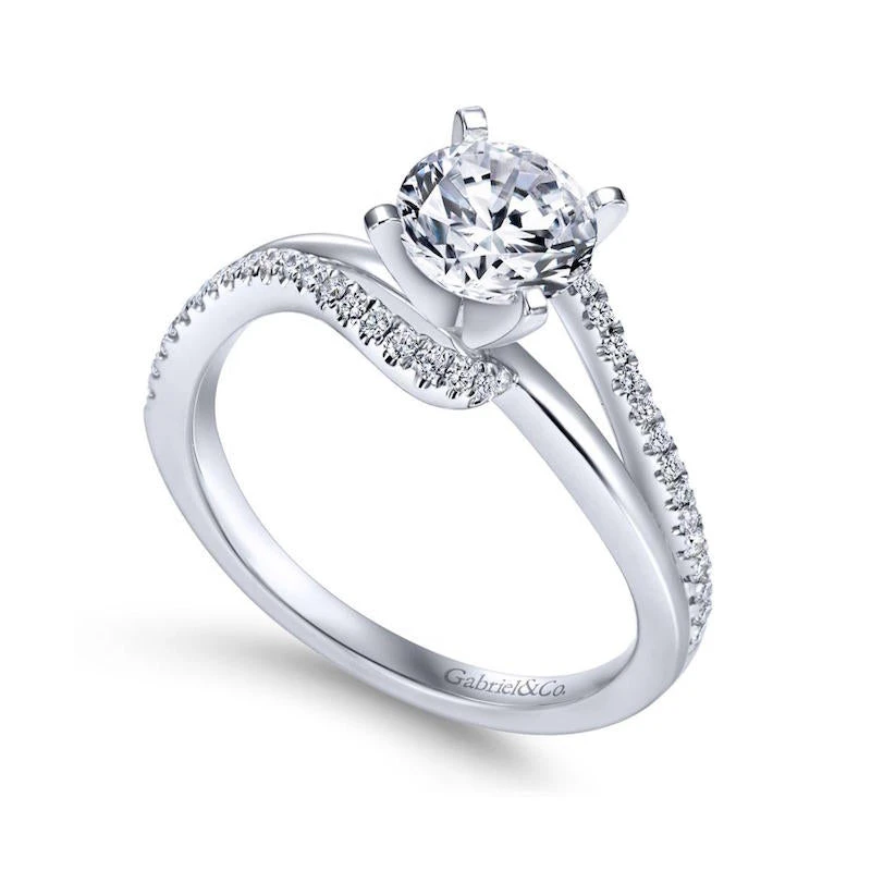 Gabriel & Co. Gabriel & Co. 14k White Gold Contemporary Bypass Engagement Ring - Image 3