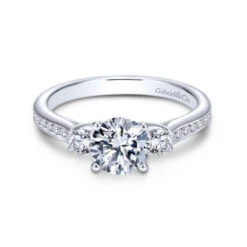 Gabriel & Co. Gabriel & Co. 14k White Gold Contemporary 3 Stone Engagement Ring