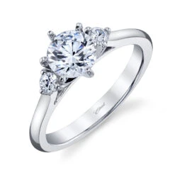 Coast Diamond Coast Diamond .13BR 14k White Gold 1ct Solitaire Engagement Ring With .13 Brilliant Round Micro Pave Engagement Ring