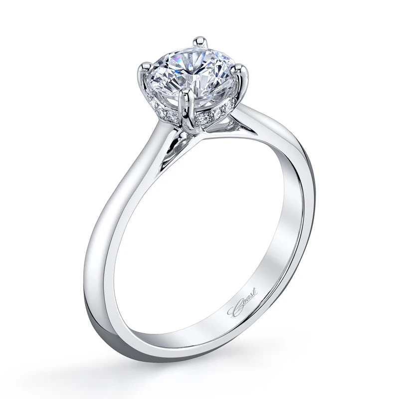 Coast Diamond Coast Diamond 14k White Gold 1ct Solitaire With .06ct Brilliant Round Micro Pave Engagement Ring
