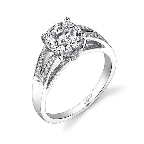 Coast Diamond Coast Diamond 14k White Gold 0.12ct Diamond Semi-Mount Engagement Ring With Milgrain Details