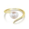 Gabriel & Co. Fashion Gabriel & Co. 14k Yellow Gold Grace Pearl & Diamond Ring