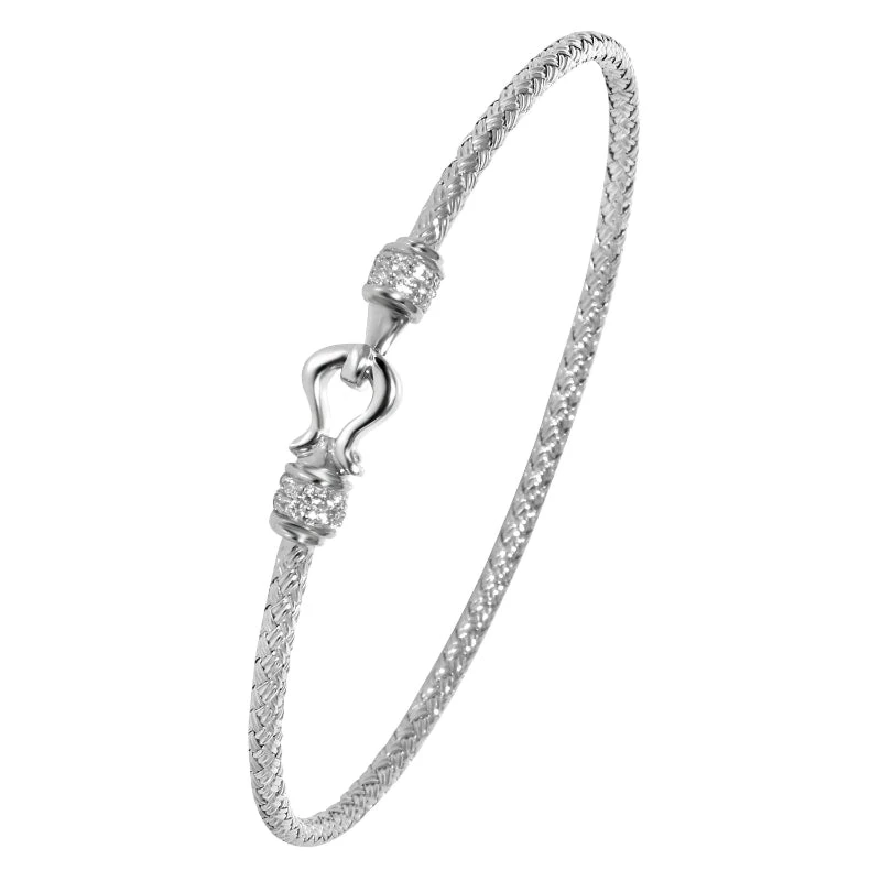 Charles Garnier Charles Garnier Sterling Silver 2mm Mesh Bangle With CZ Rhodium Finish