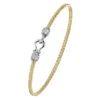 Charles Garnier Charles Garnier Sterling Silver 2mm Mesh Bangle With CZ 2 Tone 18K Yellow Gold And Rhodium Finish