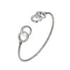 Charles Garnier Charles Garnier Sterling Silver 2mm Mesh Cuff With CZ Interlock Circle Rhodium Finish
