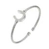 Charles Garnier Charles Garnier Sterling Silver 3mm Mesh Cuff With CZ Horseshoe (16x14mm) In Center Rhodium Finish